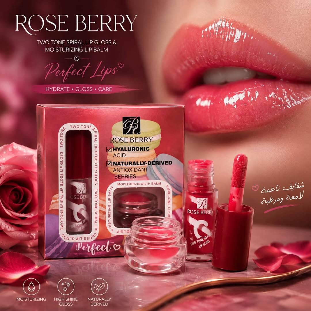 Rose Berry Lip Balm & Gloss Kit – 2 PCS